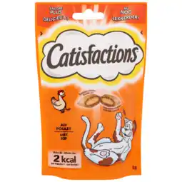 Dekamarkt Catisfactions Kattensnoepjes met kip aanbieding