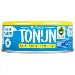 Dekamarkt Fish Tales Skipjack tonijn in zonnebloemolie aanbieding