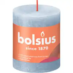 Dekamarkt Bolsius Kaars rustiek sky blue 80/86 aanbieding