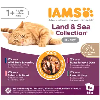 Dekamarkt Iams Kattenvoer adult land & sea jelly 8 st aanbieding