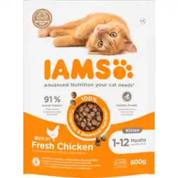 Dekamarkt Iams Kattenvoer kitten met verse kip aanbieding
