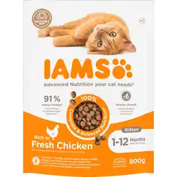 Dekamarkt Iams Kattenvoer kitten met verse kip aanbieding