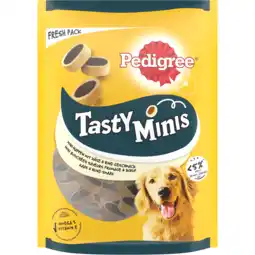 Dekamarkt Pedigree Tasty mini's cheesy bites met kaas en vlees aanbieding