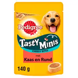 Dekamarkt Pedigree Tasty mini's cheesy bites met kaas en vlees aanbieding