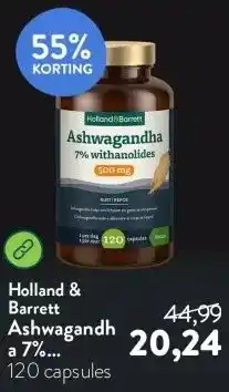 Holland & Barrett Ashwagandha 7% withanolides 500mg aanbieding