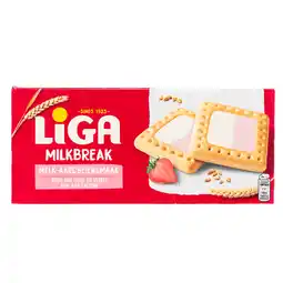 Dekamarkt Liga Milkbreak melk aardbei 6 x 2 stuks aanbieding