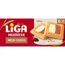 Dekamarkt Liga Milkbreak melk choco 6 x 2 stuks aanbieding