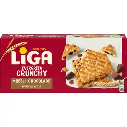 Dekamarkt Liga Evergreen crunchy muesli chocolade 6 x 2 stuks aanbieding