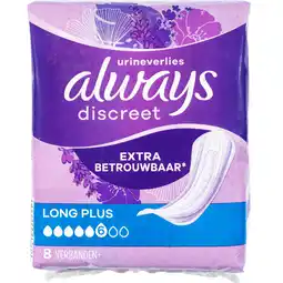 Dekamarkt Always Discreet verband urineverlies long plus aanbieding