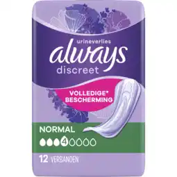 Dekamarkt Always Discreet verband urineverlies normal aanbieding
