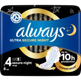 Dekamarkt Always Maandverband ultra secure night wings aanbieding