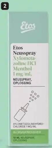 Etos Etos Neusspray Xylometazoline HCI Menthol 1 mg aanbieding