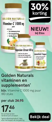 Etos Golden Naturals vitaminen en supplementen aanbieding