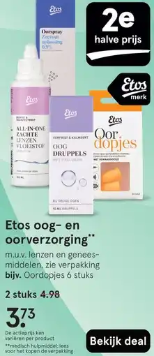 Etos Etos oog en oorverzorging aanbieding