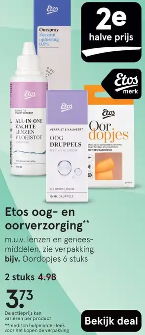 Etos Etos oog en oorverzorging aanbieding