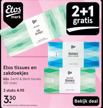 Etos Etos tissues en zakdoekjes aanbieding