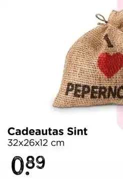 Xenos Juten zak 'i love pepernoten' - bruin - 19x16 cm aanbieding