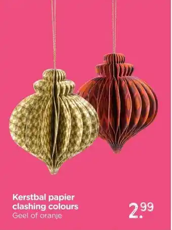 Xenos Kerstbal papier clashing colours aanbieding
