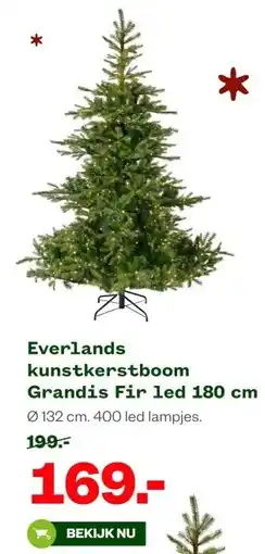 Welkoop Everlands kunstkerstboom Grandis Fir led 180 cm aanbieding
