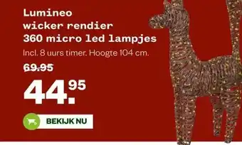 Welkoop Lumineo wicker rendier 360 micro led lampjes aanbieding