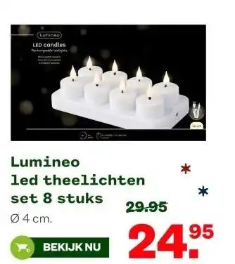 Welkoop Lumineo led theelichten set 8 stuks aanbieding
