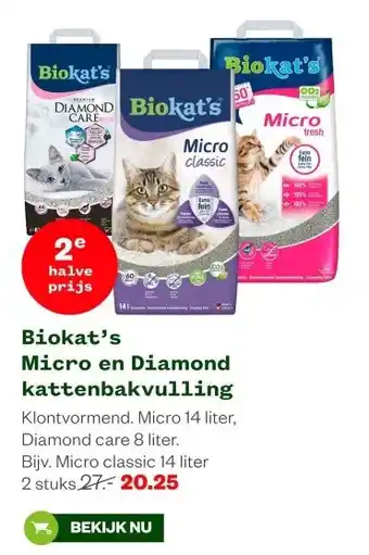Welkoop Biokat's Micro en Diamond kattenbakvulling aanbieding