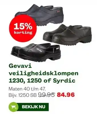 Welkoop Gevavi veiligheidsklompen 1230, 1250 of Syrdic aanbieding