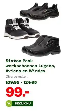 Welkoop Sixton Peak werkschoenen Lugano, Aviano en Windex aanbieding