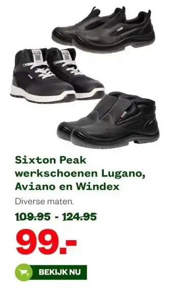 Welkoop Sixton Peak werkschoenen Lugano, Aviano en Windex aanbieding