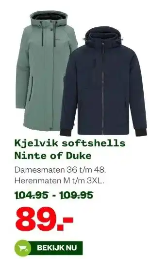 Welkoop Kjelvik softshells Ninte of Duke aanbieding