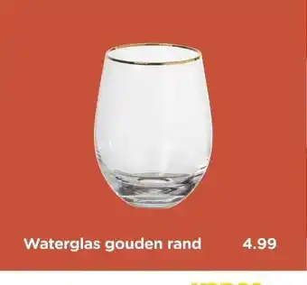 Xenos Waterglas gouden rand aanbieding