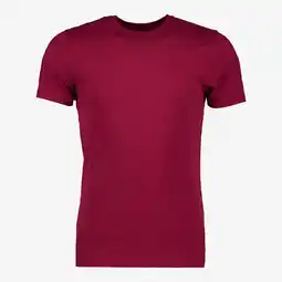 Scapino Unsigned heren T-shirt katoen ronde hals bordeauxrood aanbieding