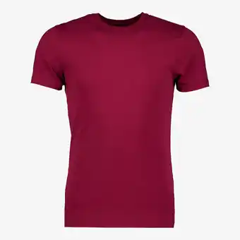 Scapino Unsigned heren T-shirt katoen ronde hals bordeauxrood aanbieding