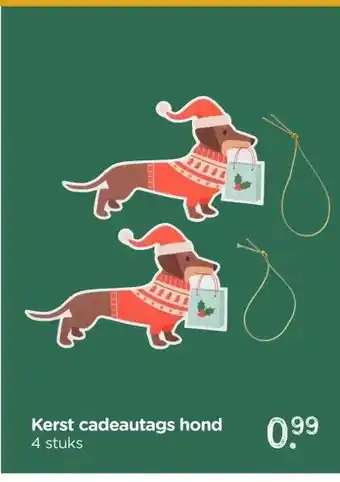 Xenos Kerst cadeautags hond aanbieding