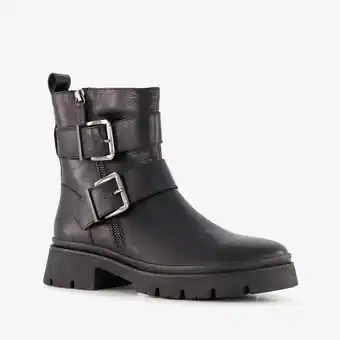Scapino Harper leren dames biker boots zwart aanbieding