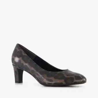 Scapino Tamaris dames pumps met panter dessin bruin zwart aanbieding