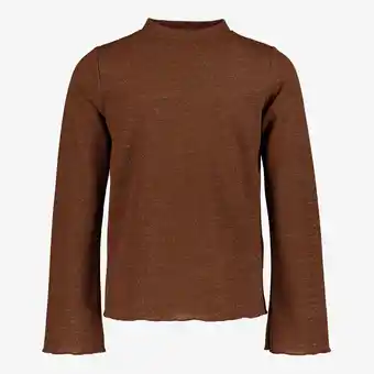 Scapino TwoDay meisjes top met lange mouwen en glitters bruin aanbieding