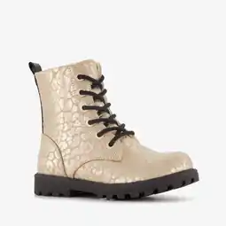 Scapino Blue Box meisjes veterboots met luipaardprint goud aanbieding