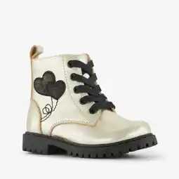 Scapino Stap leren meisjes veterboots met hartjes goud zwart aanbieding