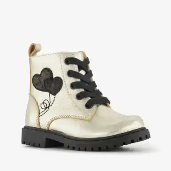 Scapino Stap leren meisjes veterboots met hartjes goud zwart aanbieding