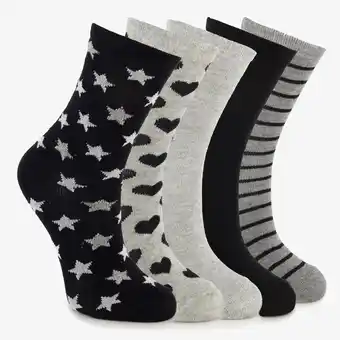 Scapino 5 paar kindersokken met print zwart grijs aanbieding