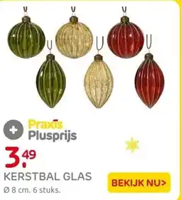 Praxis Decoris Kerstbal Glas - 8cm aanbieding