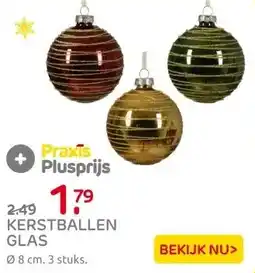 Praxis Decoris Kerstbal Glas Glans Glitter aanbieding