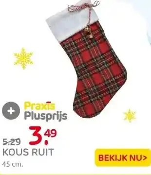 Praxis Kous Ruit rood 45cm aanbieding