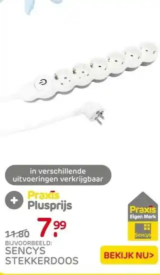 Praxis Sencys Stekkerdoos 6-voudig wit 1,5 aanbieding