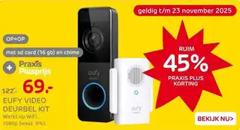 Praxis Eufy video deurbel kit wifi wit 1080p aanbieding