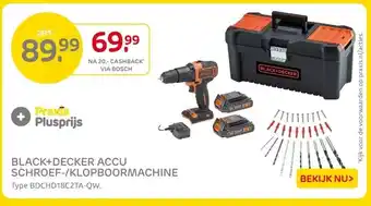 Praxis BLACK+DECKER ACCU SCHROEF-/KLOPBOORMACHINE aanbieding