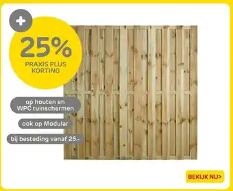 Praxis houten en WPC tuinschermen aanbieding