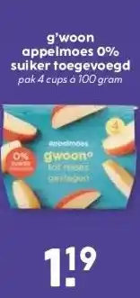 MCD Supermarkt g'woon appelmoes 0% suiker toegevoegd aanbieding