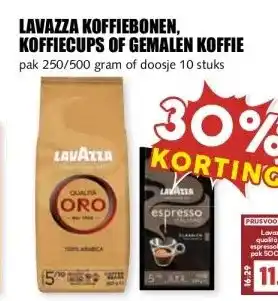 MCD Supermarkt LAVAZZA KOFFIEBONEN, KOFFIECUPS OF GEMALEN KOFFIE aanbieding